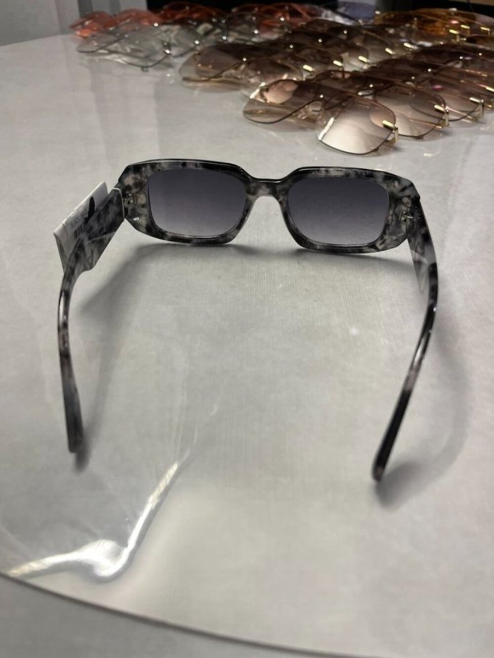 AIRE Ascendant Rectangular Sunglasses Marbled Black Gray Smoke Lens - Picture 10 of 12